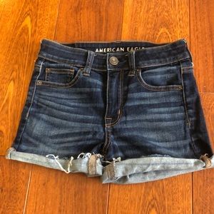 Dark blue denim shorts